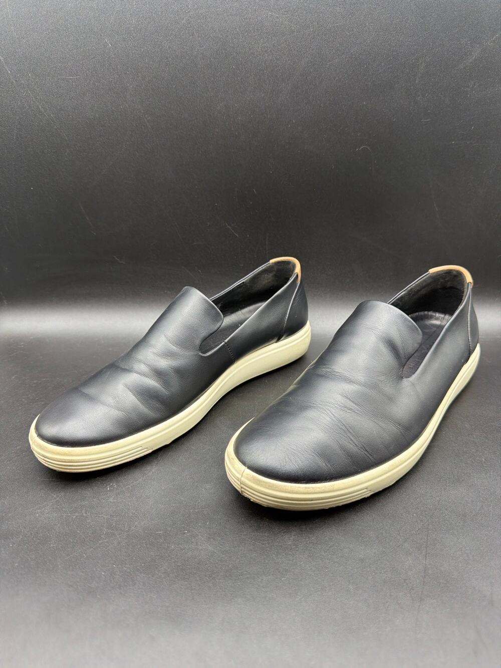 ECCO Soft 7 Womens 37 Black Leather Slip On Sneakers Comfort Walking Shoes